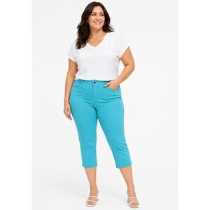 NWT NYDJ 18P Lift x Tuck Aqua Ocean Drive Color Chloe Capri  Denim Stretch Pants